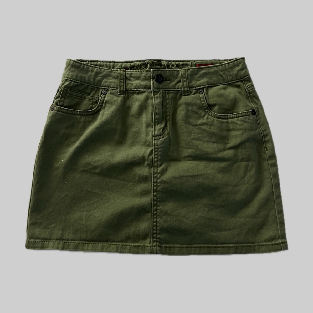 Army green mini skirt